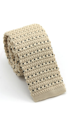 Beige Cotton Knit Tie